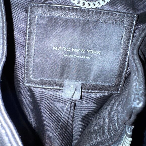 Marc New York Andrew Marc Womens Leather Motorcycle Jacket Black S NWT MSRP $350 - Picture 6 of 9